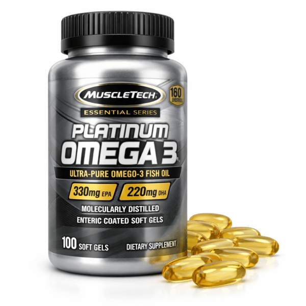 کپسول‌های امگا 3 پلاتینیوم ماسل تک، مکمل چربی‌های سالم برای قلب، مغز و حمایت از سلامت عمومی بدن.