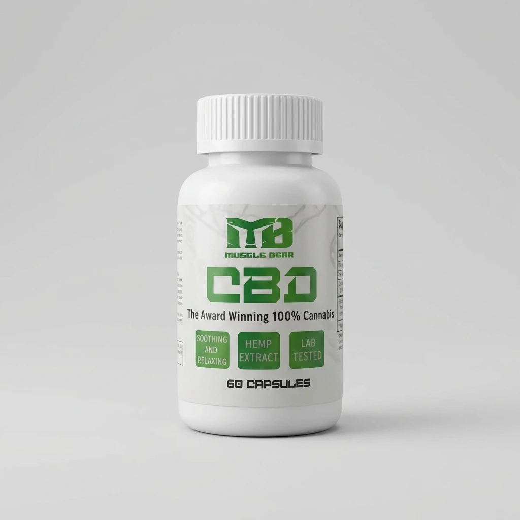 cbd-muscle-bear-60-capsules کپسول CBD ماسل بر (Muscle Bear) مدل Hemp Extract – بسته 60 عددی - Image 1