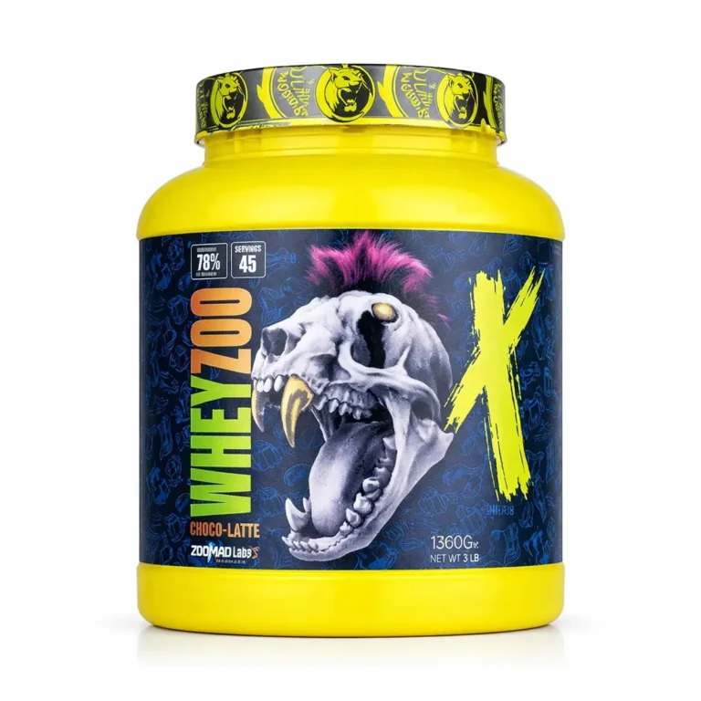 تصویر پروتئین وی زومد لبز Whey Zoo طعم شکلات لاته اصل با بسته‌بندی زرد