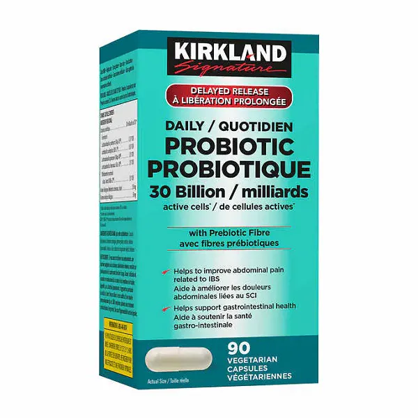 جعبه مکمل پروبیوتیک Kirkland Daily Probiotic حاوی 30 میلیارد باکتری مفید با 90 کپسول گیاهی برای سلامت دستگاه گوارش