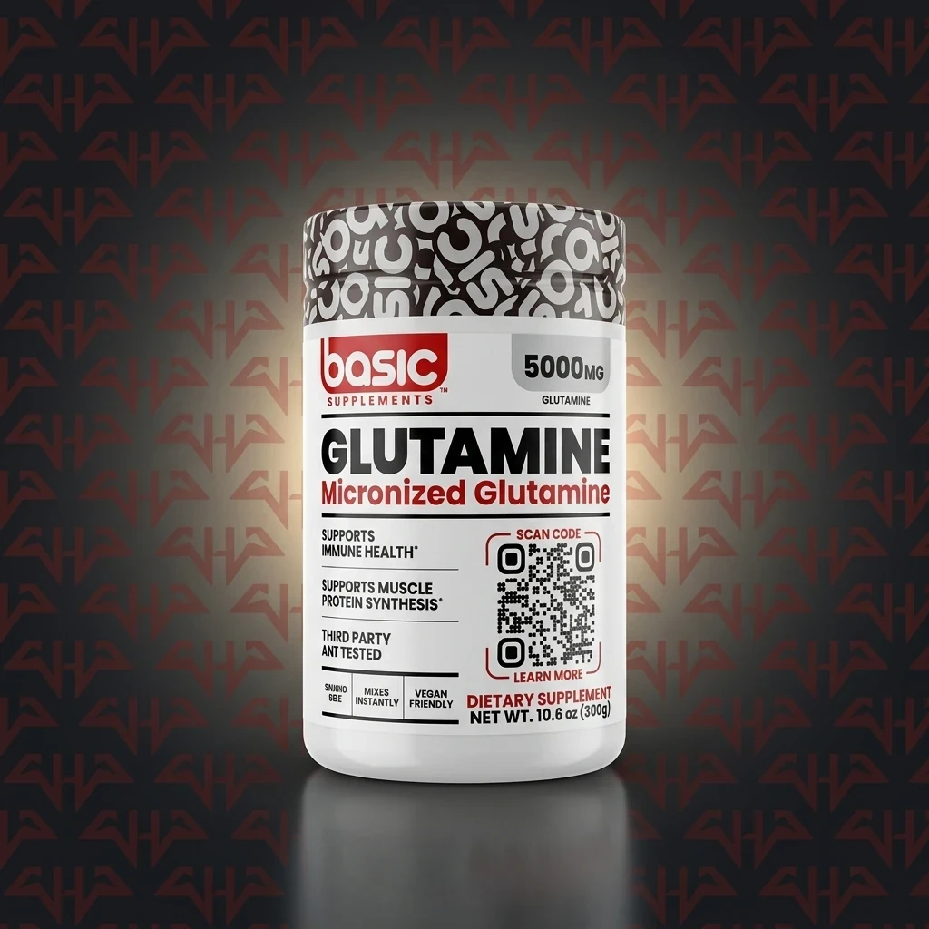 خرید گلوتامین Basic Supplements مدل Micronized Glutamine 5000mg پودر گلوتامین بیسیک ساپلمنتز 5000 میلیگرم برای افزایش ریکاوری و سلامت عضلات