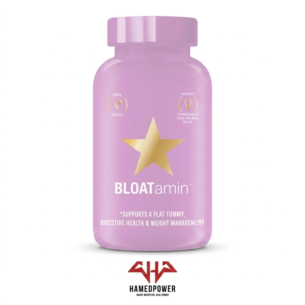 BLOATamin – مکمل وگان ضد نفخ و بهبود سلامت گوارش مکمل BLOATamin برای کاهش نفخ، بهبود سلامت گوارش و مدیریت وزن – فرمولاسیون ۱۰۰٪ وگان