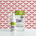 تصویر محلول Priorin Liquid برای تقویت ریشه مو و کاهش ریزش همراه با جعبه محصول در پس‌زمینه برند حامدپاور