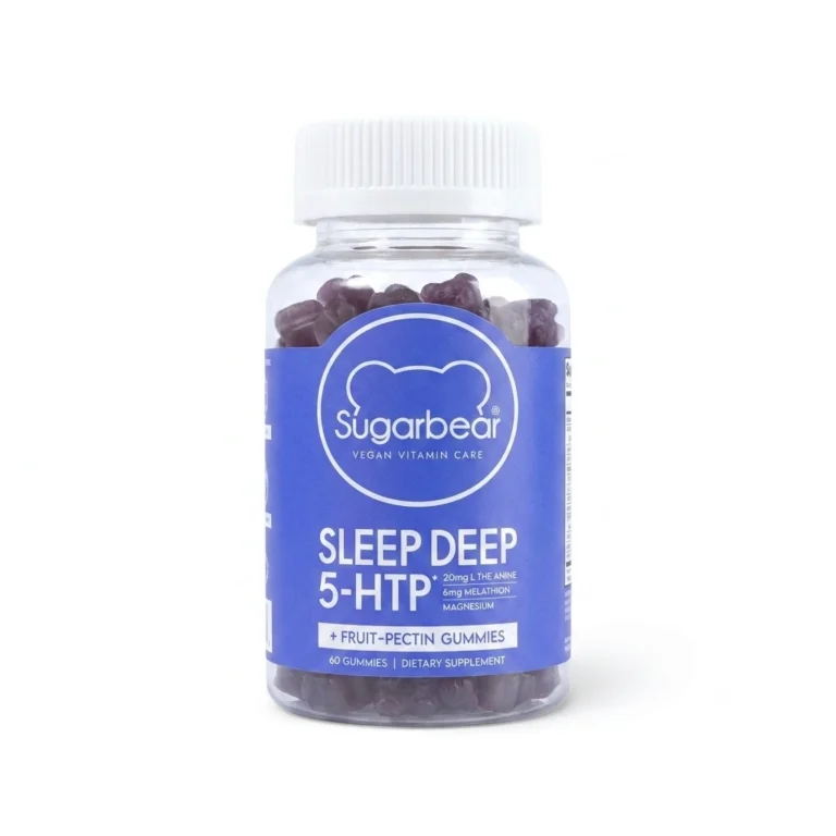 قرص جویدنی SugarBear Sleep Deep با 5-HTP، ملاتونین و ترکیبات آرامش‌بخش برای بهبود کیفیت خواب و کاهش استرس.
