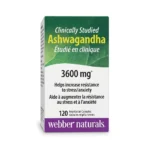 مکمل اشواگاندا 3600 میلی‌گرم وبر نچرالز Webber Naturals بسته 120 عددی