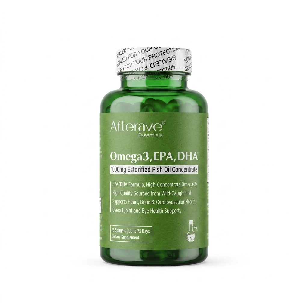 Afterave Omega-3 EPA DHA 1000mg HamedPower خرید امگا ۳ افترایو اصل Afterave Essentials با غلظت بالا - ۷۵ عددی