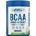 نمای روبروی مکمل BCAA آمینو هیدرات اپلاید ناتریشن طعم سیب سبز ۳۰ سروینگ با پس‌زمینه سفید