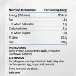 جدول ارزش غذایی پروتئین وی خالص بالک (Bulk) - فروشگاه حامدپاور