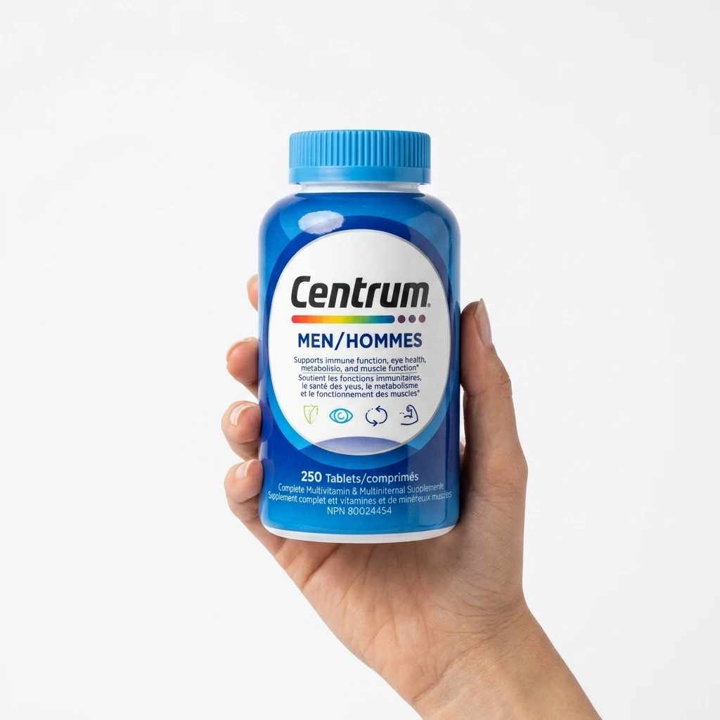 عکس اصلی مولتیویتامین سنتروم آقایان ۲۵۰ تایی | Centrum Men تصویر باکیفیت قرص سنتروم مخصوص آقایان ۲۵۰ عددی با پسزمینه سفید