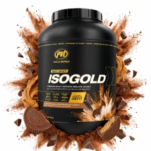 پروتئین وی ایزوله PVL Isogold Gold Series طعم شکلات و کره بادام زمینی