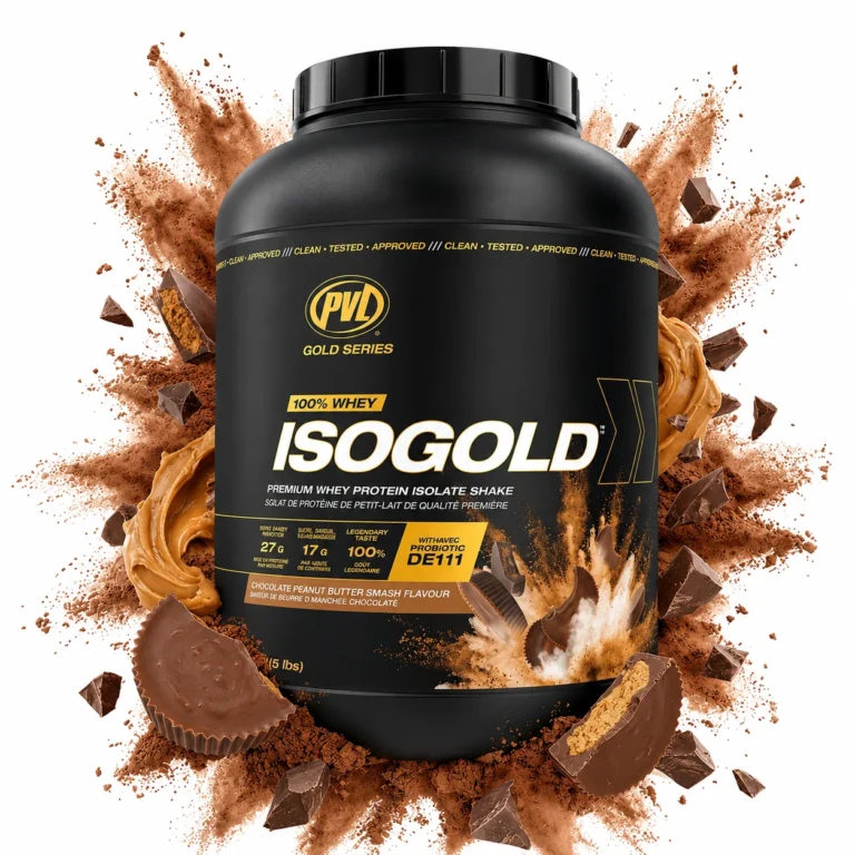 پروتئین وی ایزوله PVL Isogold Gold Series طعم شکلات و کره بادام زمینی