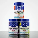 سه قوطی کراتین هیدراتور USN (Creatine Hydrator) در طعم‌های مختلف با لوگوی حامدپاور