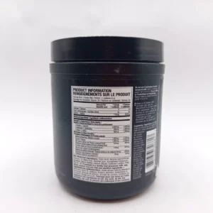 نمای پشت آمینو بیلد ماسل تک و جدول ترکیبات مکمل BCAA