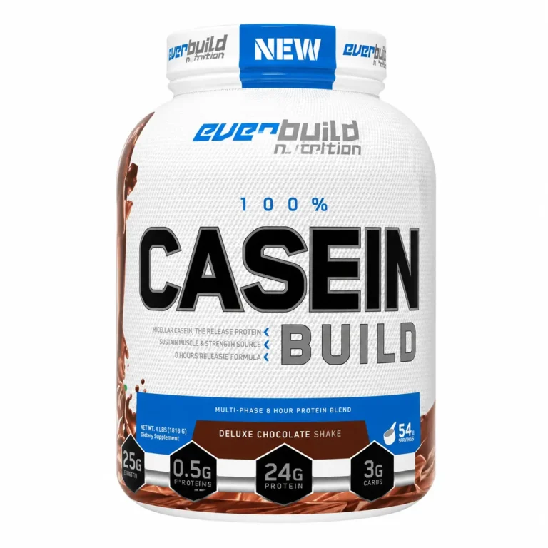 قوطی مکمل پروتئین کازئین Everbuild Nutrition 100% Casein Build با طعم Deluxe Chocolate Shake و 54 سروینگ