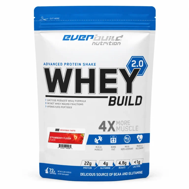 پودر پروتئین وی Everbuild Nutrition Whey Build 2.0 طعم Strawberry Fusion وزن 2270 گرم