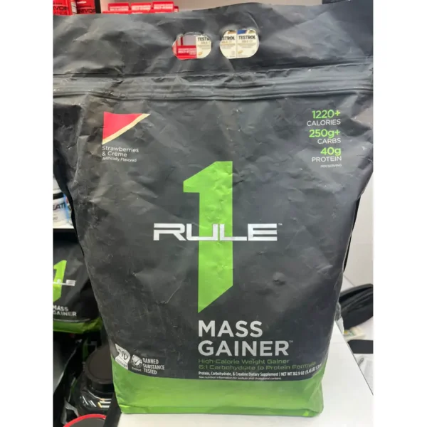 کیسه ۵.۱۸ کیلوگرمی گینر رول وان Rule 1 Mass Gainer طعم توت فرنگی خامه - مکمل افزایش وزن و حجم عضلانی اصل در حامدپاور