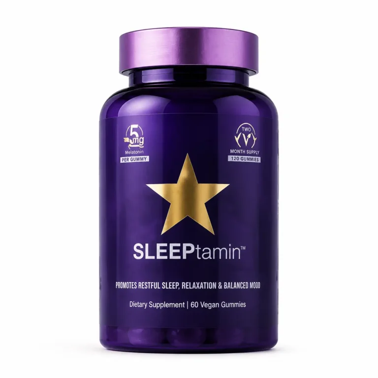 مکمل خواب SLEEPtamin حاوی 5 میلی گرم ملاتونین در هر پاستیل و 60 عدد گامی وگان