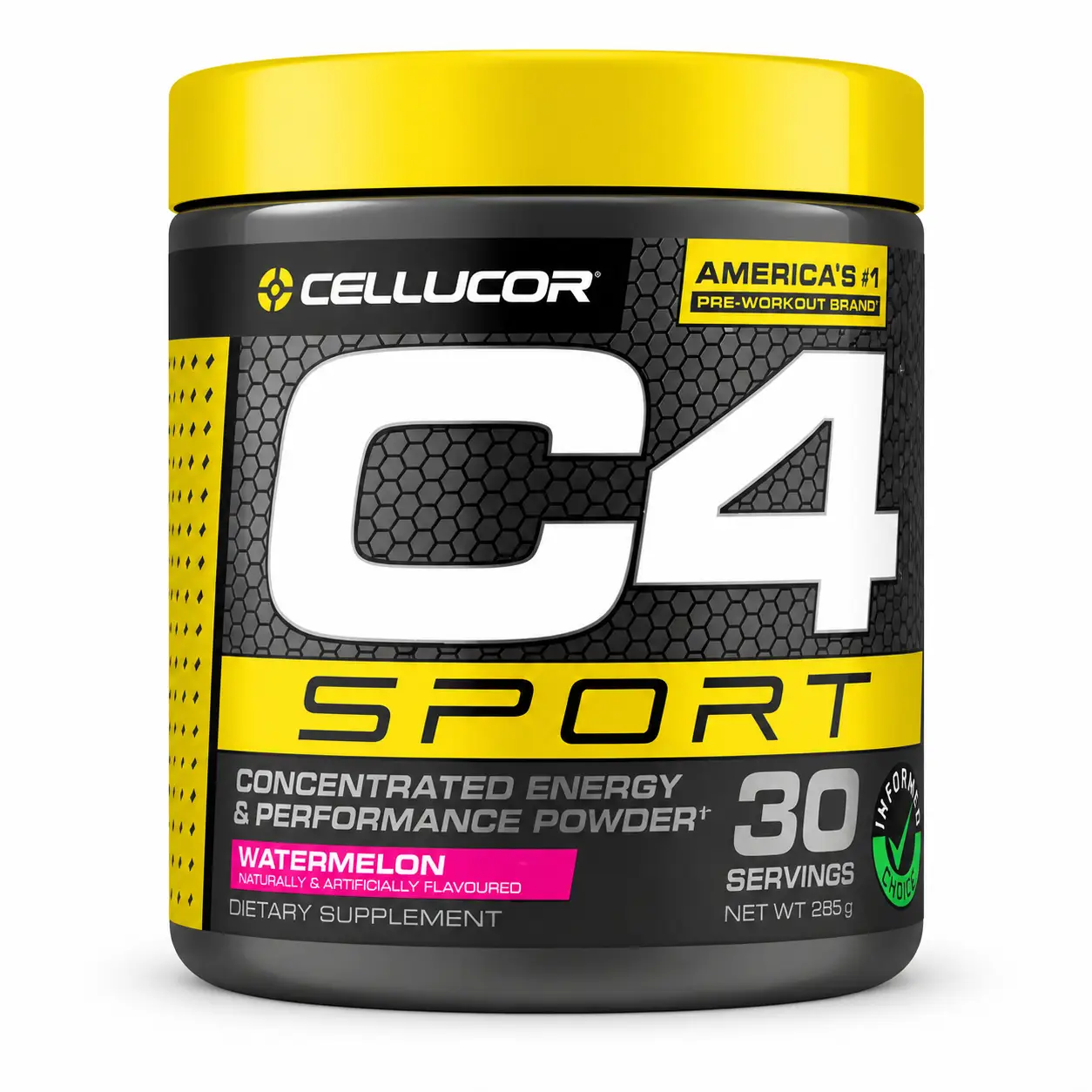 پودر پیش تمرین Cellucor C4 Sport هندوانه پودر پیش تمرین Cellucor C4 Sport با طعم هندوانه، وزن ۲۸۵ گرم و ۳۰ سروینگ