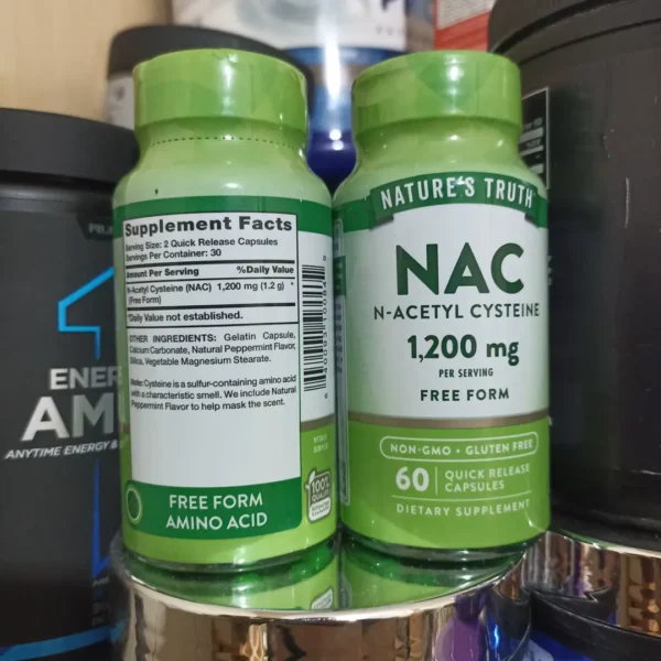 تصویر مکمل NAC نِیچرز تروث حاوی ۱۲۰۰ میلی‌گرم ان استیل سیستئین و ۶۰ کپسول