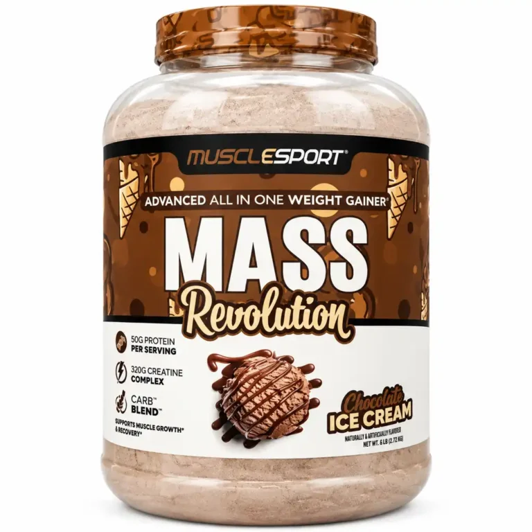 قوطی مکمل گینر ماس رولوشن MuscleSport با طعم بستنی شکلاتی