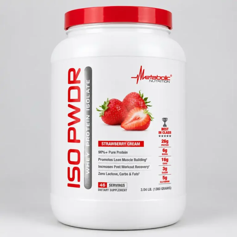 پروتئین وی ایزوله Metabolic Nutrition ISO PWDR با طعم Strawberry Cream وزن ۱۳۸۰ گرم